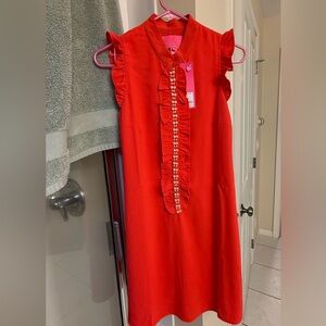Lilly Pulitzer Red Adalee Shift Dress with Pearl Details, size 00